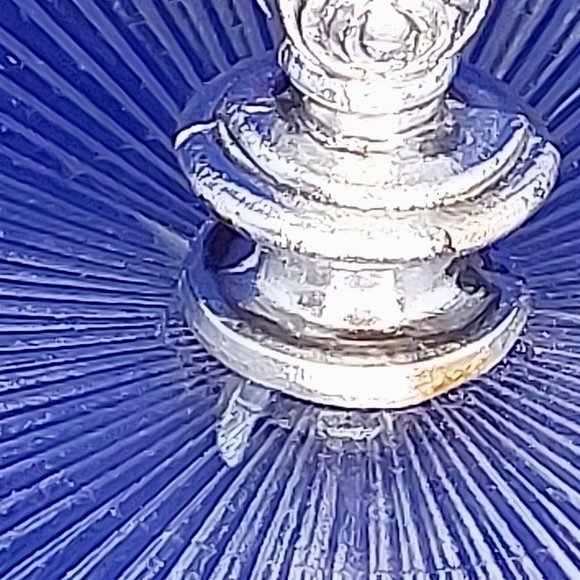 Serving Platter Glass with Silver Trim Ornate Silver Handle Vintage Glassware - Picture 5 of 11